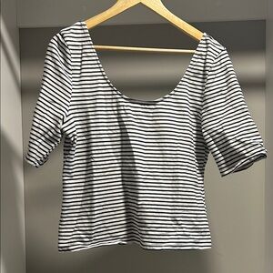 Sunday in Brooklyn Navy and White Striped Short Sleeve Top